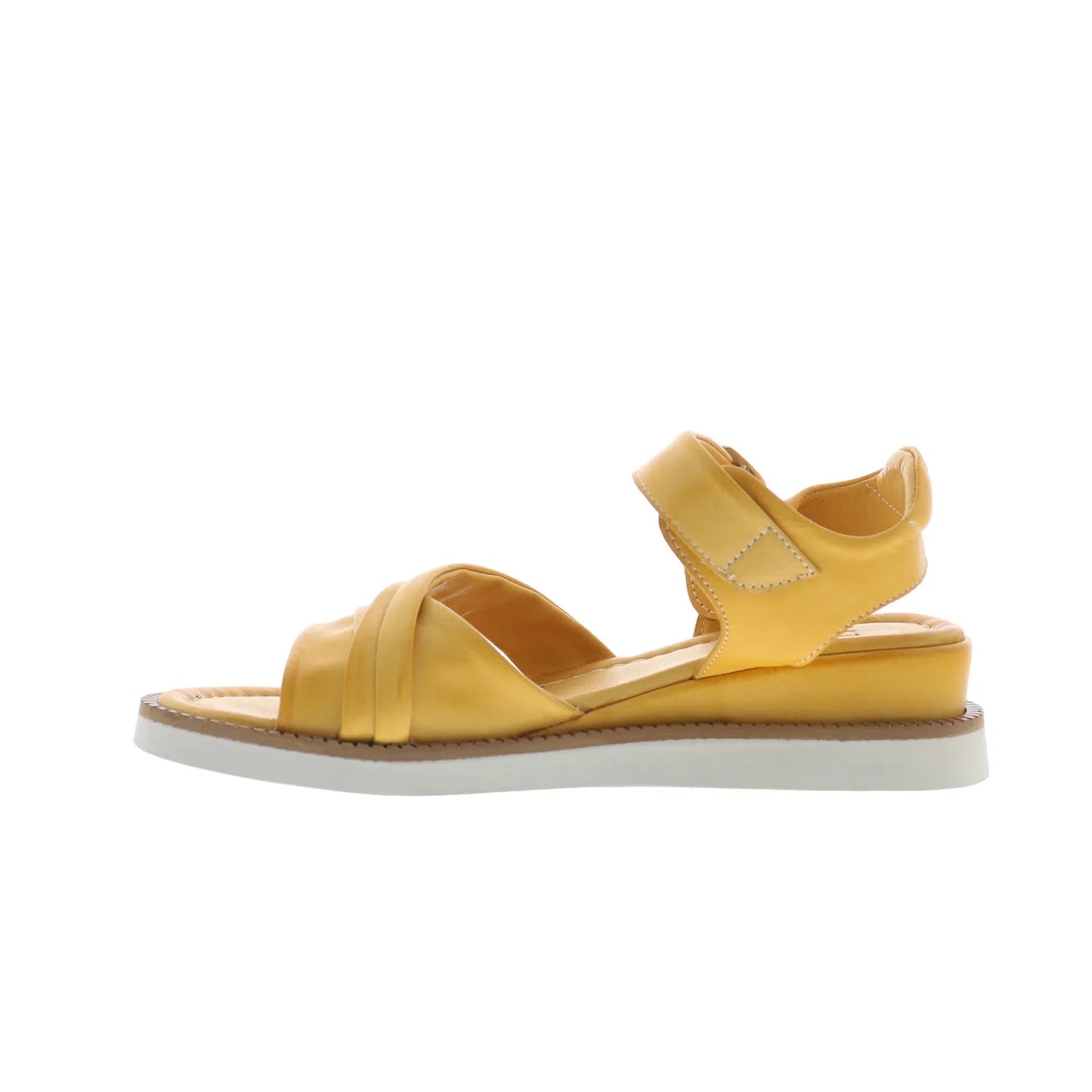 Miz Mooz Emelina Womens Yellow Leather Hook & Loop Strap Sandals Shoes