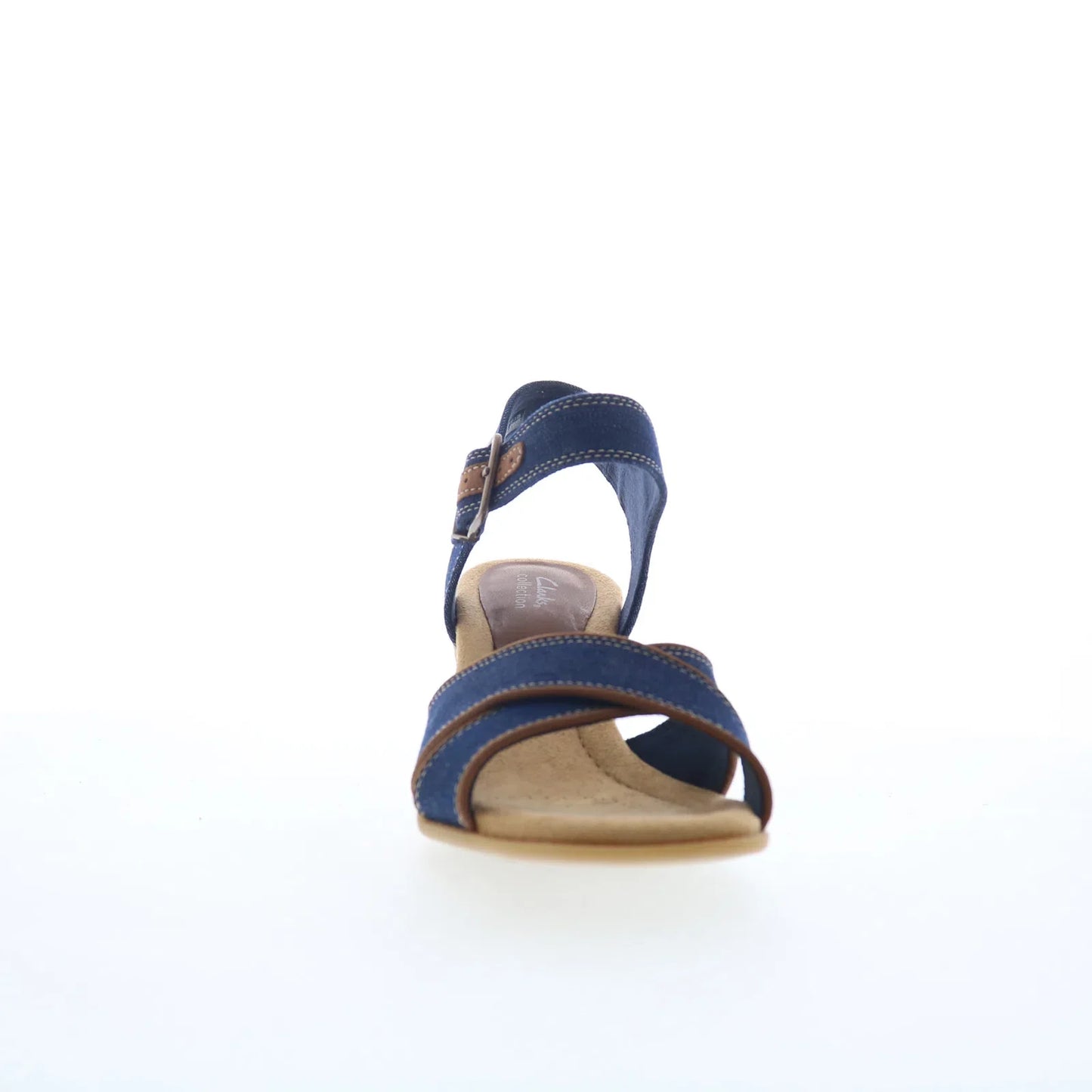 Clarks Emmalae Iris 26181666 Womens Blue Wide Canvas Wedges Sandals Shoes