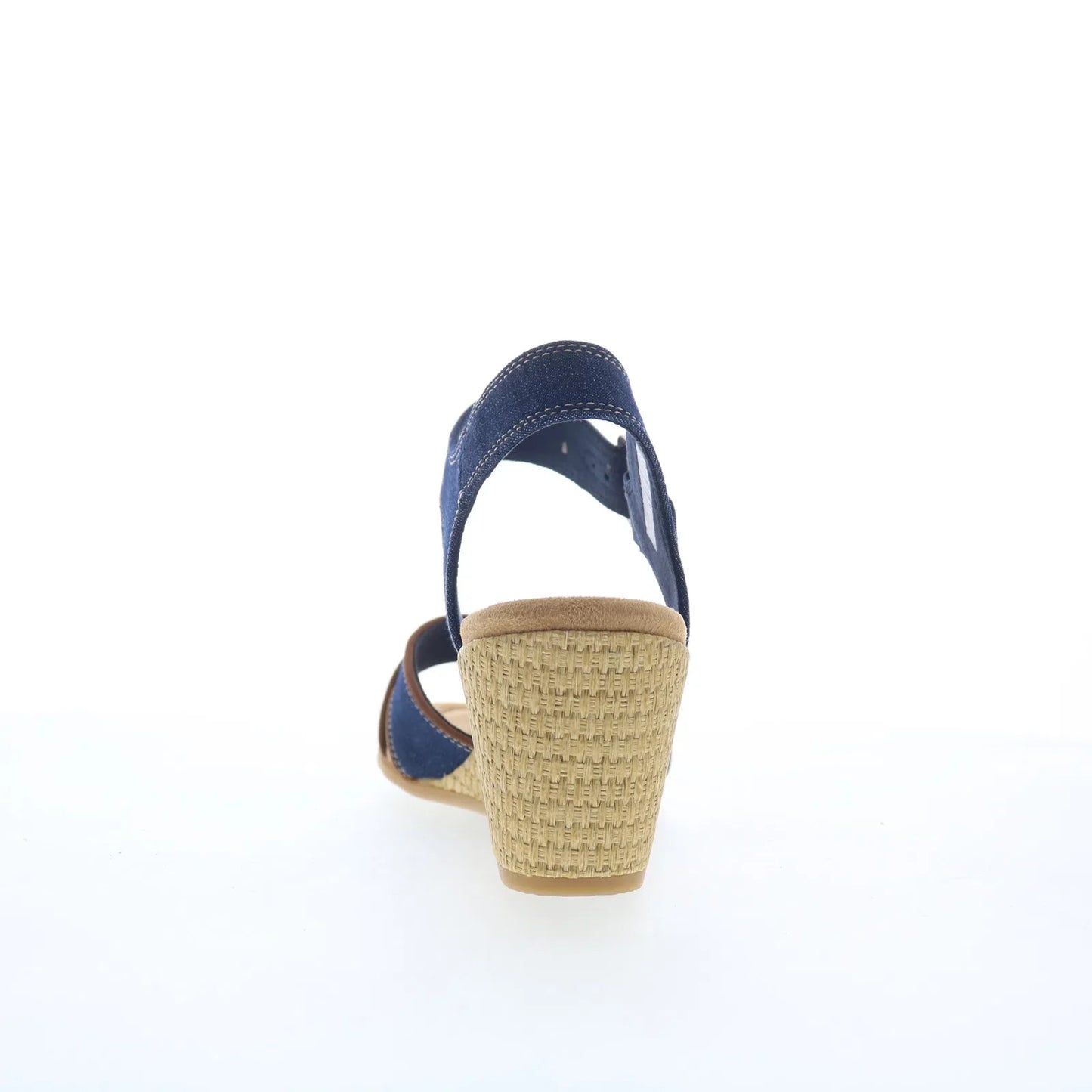 Clarks Emmalae Iris 26181666 Womens Blue Wide Canvas Wedges Sandals Shoes