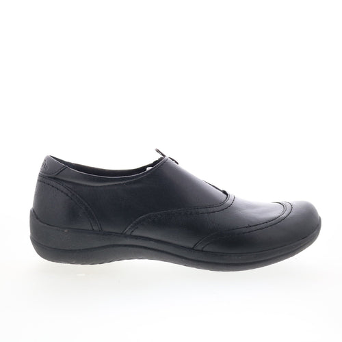 Earth Fannie ETFANNIE Womens Black Leather Zipper Loafer Flats Shoes
