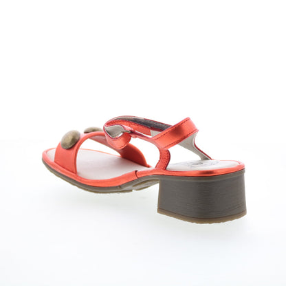 Fly London Exie EXIE487FLY-000 Womens Red Leather Heeled Sandals Shoes