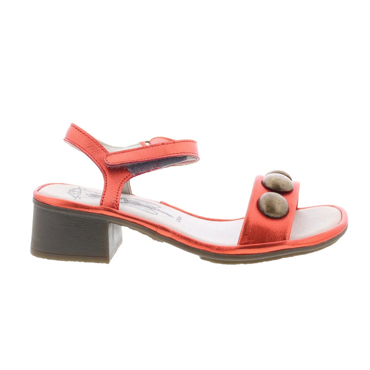 Fly London Exie EXIE487FLY-000 Womens Red Leather Heeled Sandals Shoes