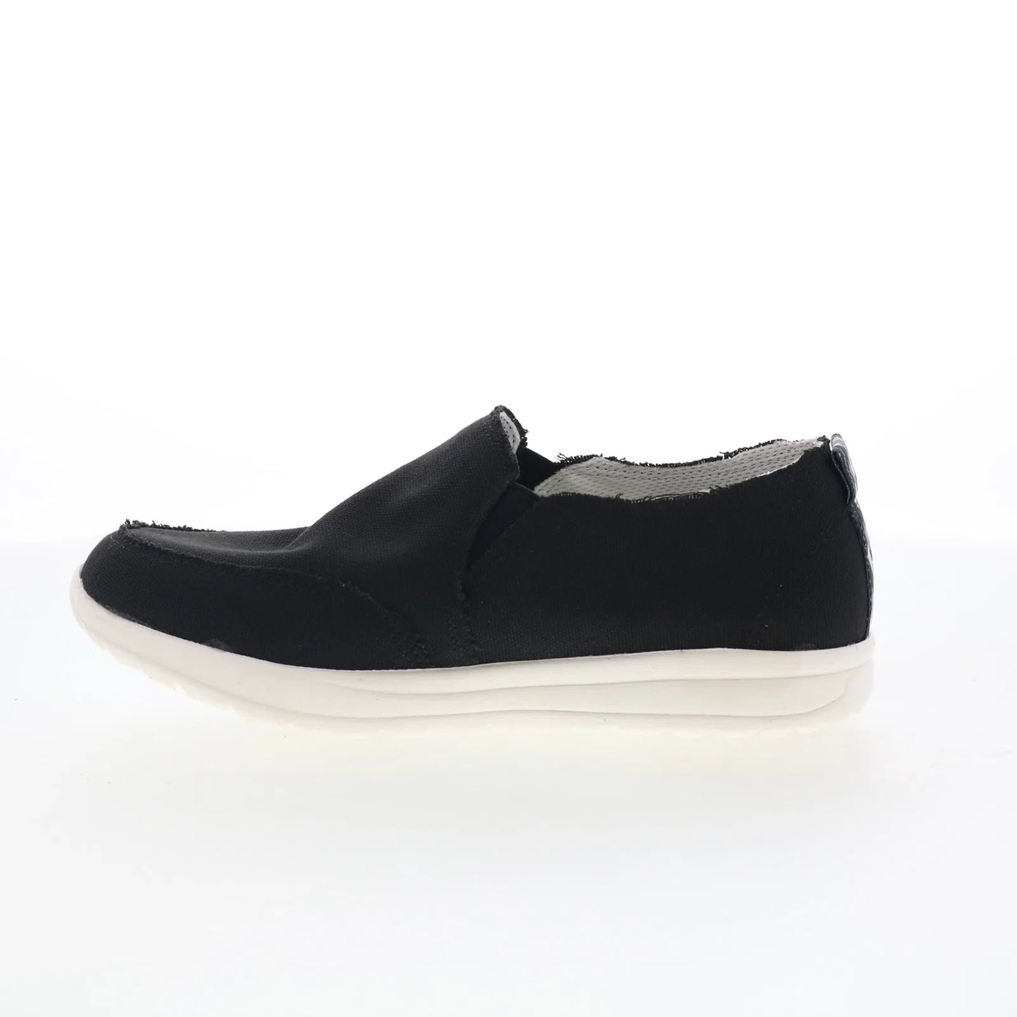 Minnetonka Expanse 61080 Womens Black Canvas Slip On Loafer Flats Shoes