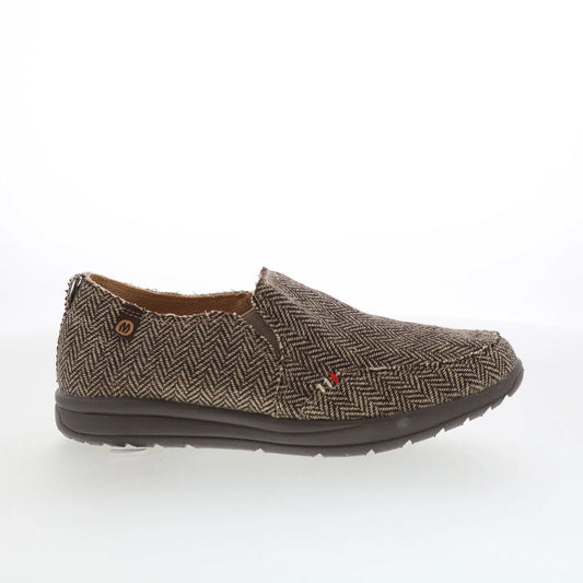 Minnetonka Expanse 61083 Womens Brown Canvas Slip On Loafer Flats Shoes