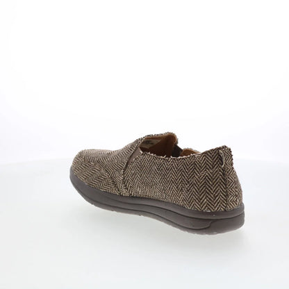 Minnetonka Expanse 61083 Womens Brown Canvas Slip On Loafer Flats Shoes