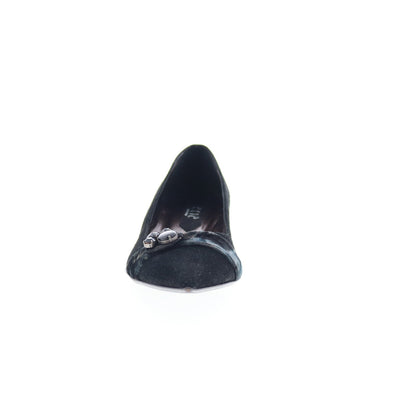 EXTE EXTRE5 Womens Black Suede Slip On Pumps Heels Shoes