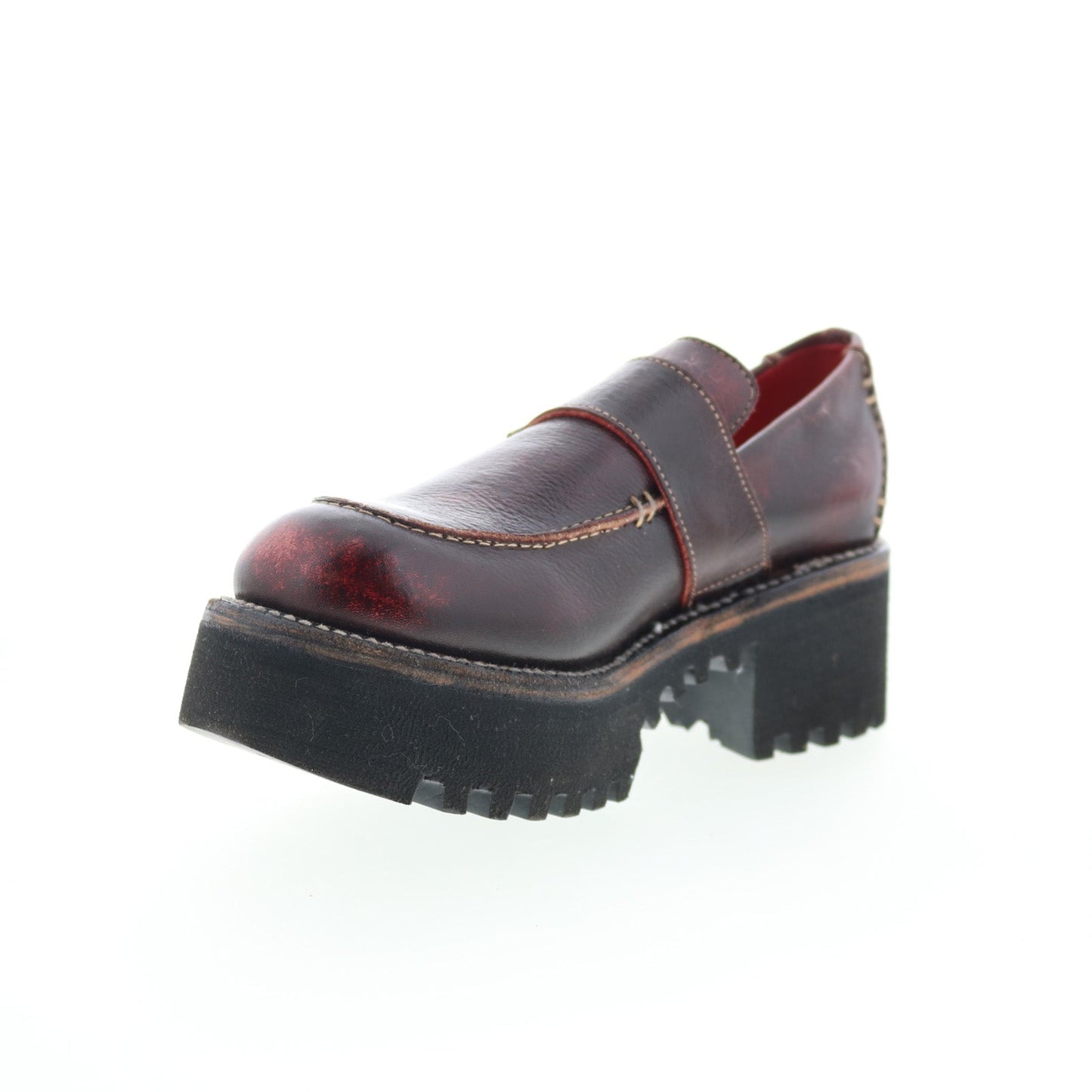 Bed Stu Kavi F346047 Womens Brown Leather Hook & Loop Loafer Flats Shoes