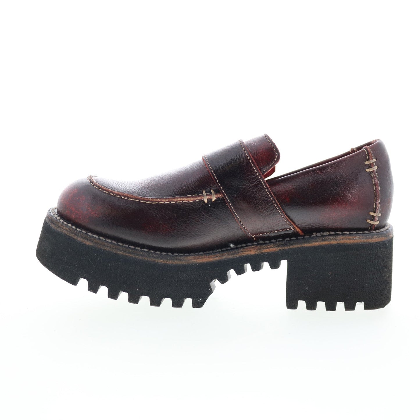 Bed Stu Kavi F346047 Womens Brown Leather Hook & Loop Loafer Flats Shoes