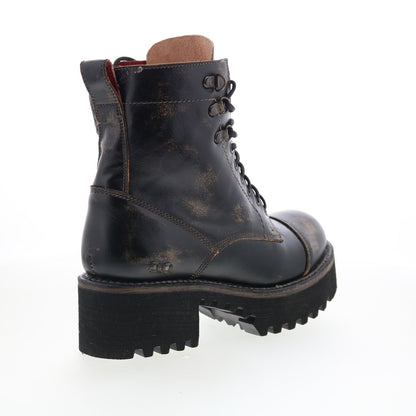 Bed Stu Prudence HI F393042 Womens Black Leather Lace Up Casual Dress Boots