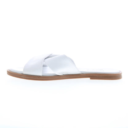 Miz Mooz Fabio Womens White Leather Slip On Slides Sandals Shoes