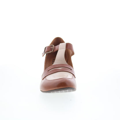 Miz Mooz Fancie Womens Brown Leather Hook & Loop Pumps Heels Shoes