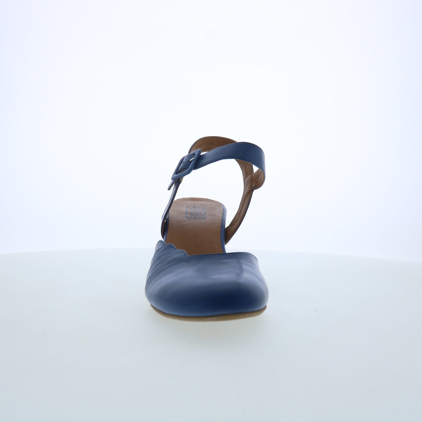 Miz Mooz Faren Womens Blue Leather Hook & Loop Strap Heels Shoes