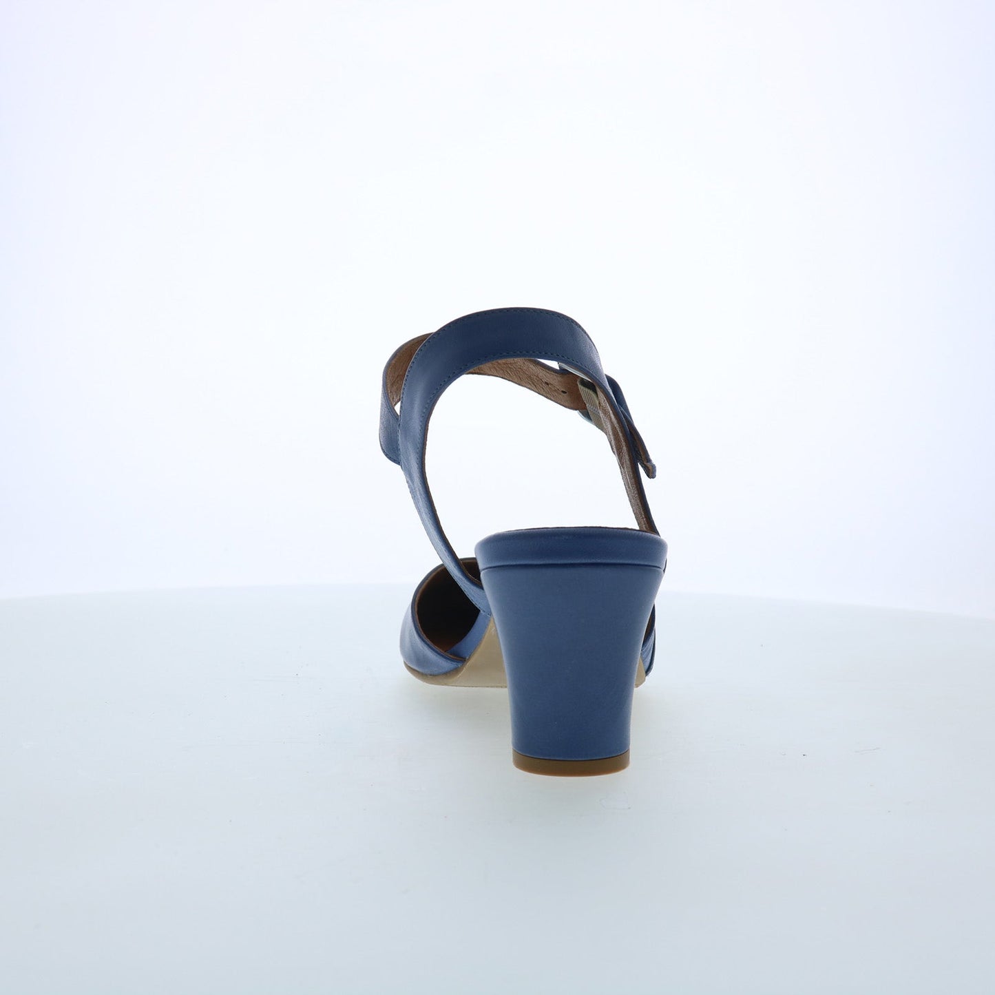 Miz Mooz Faren Womens Blue Leather Hook & Loop Strap Heels Shoes