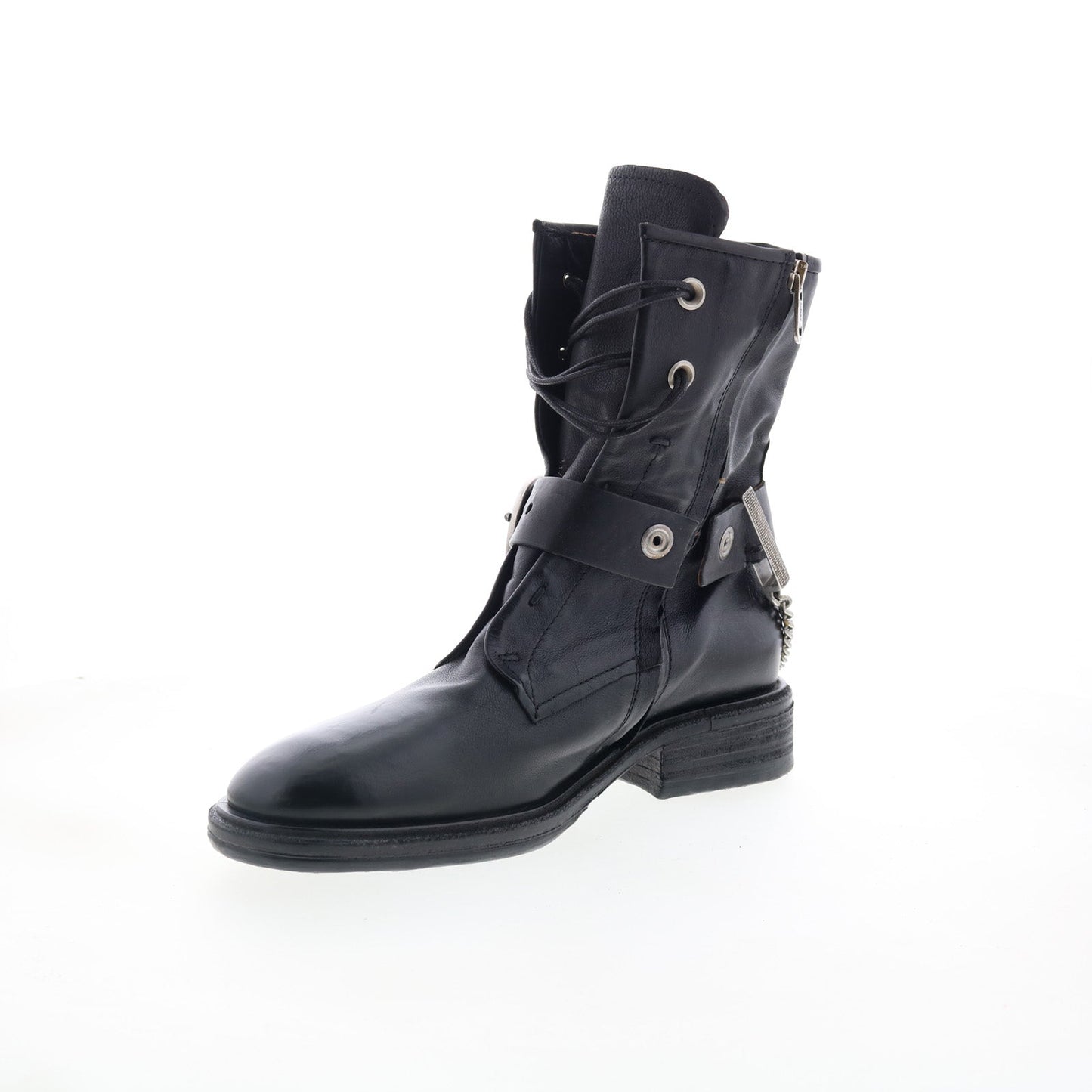 A.S. 98 Faust Womens Black Leather Zipper Casual Dress Boots
