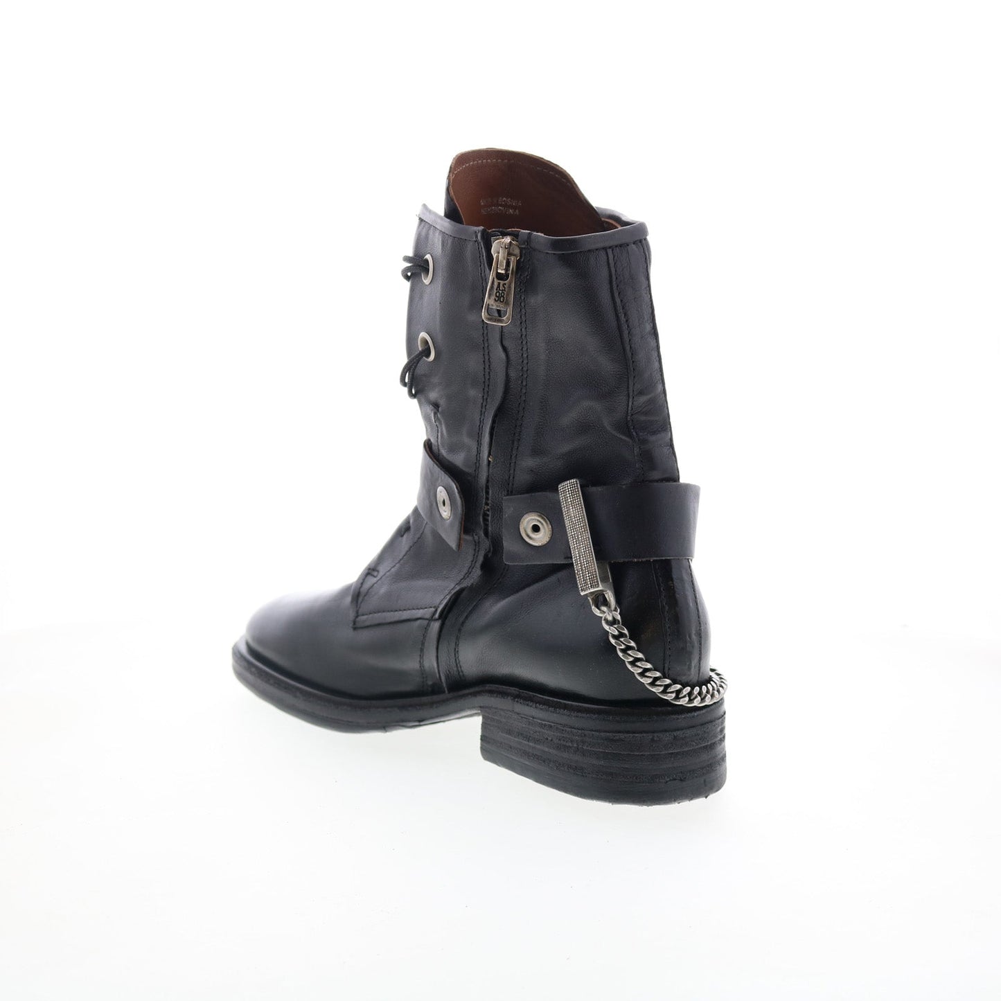 A.S. 98 Faust Womens Black Leather Zipper Casual Dress Boots