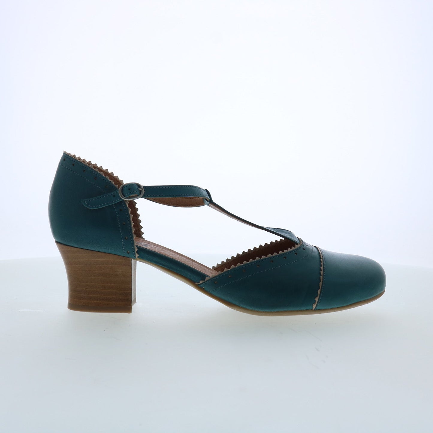 Miz Mooz Fernie Womens Blue Leather Hook & Loop Strap Heels Shoes