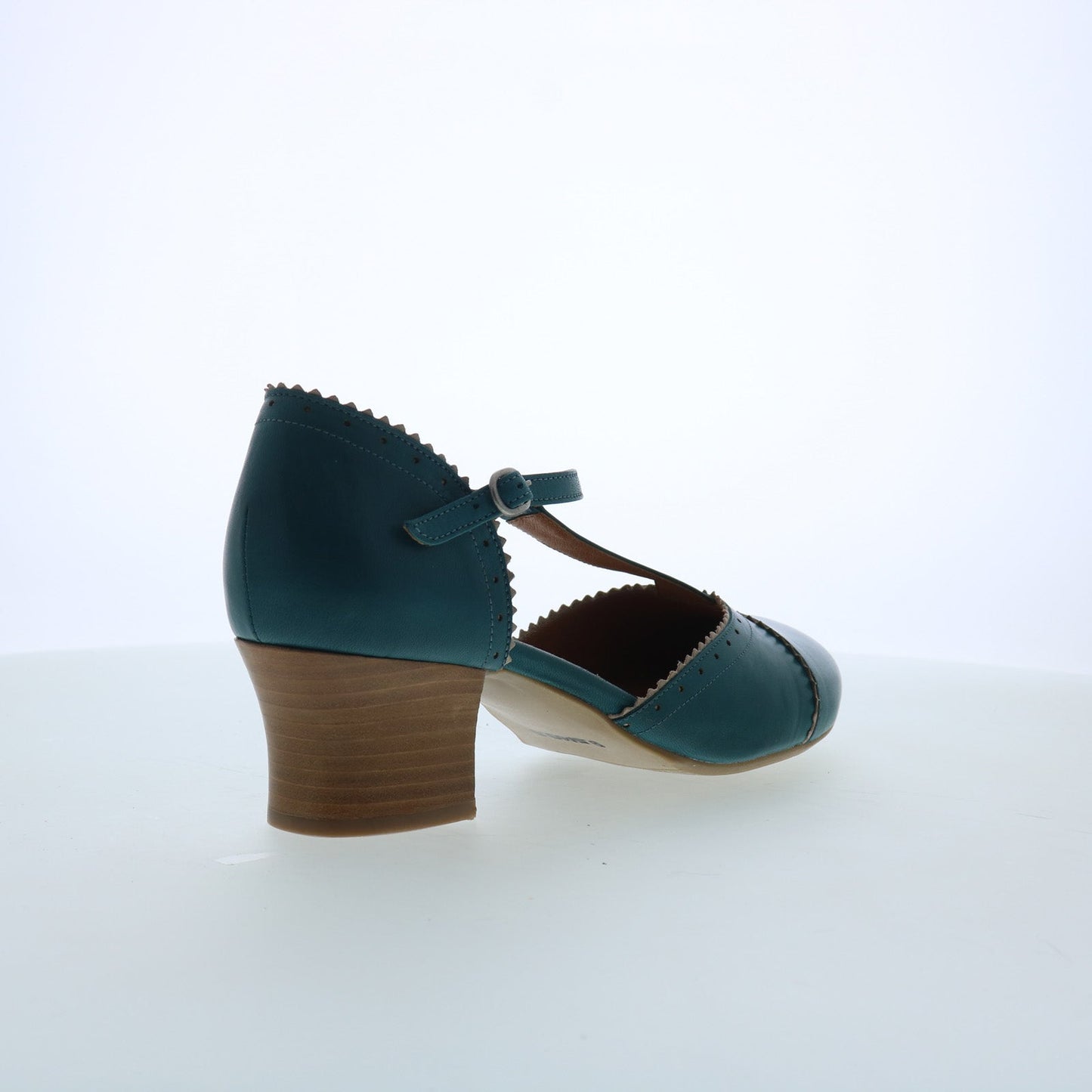 Miz Mooz Fernie Womens Blue Leather Hook & Loop Strap Heels Shoes