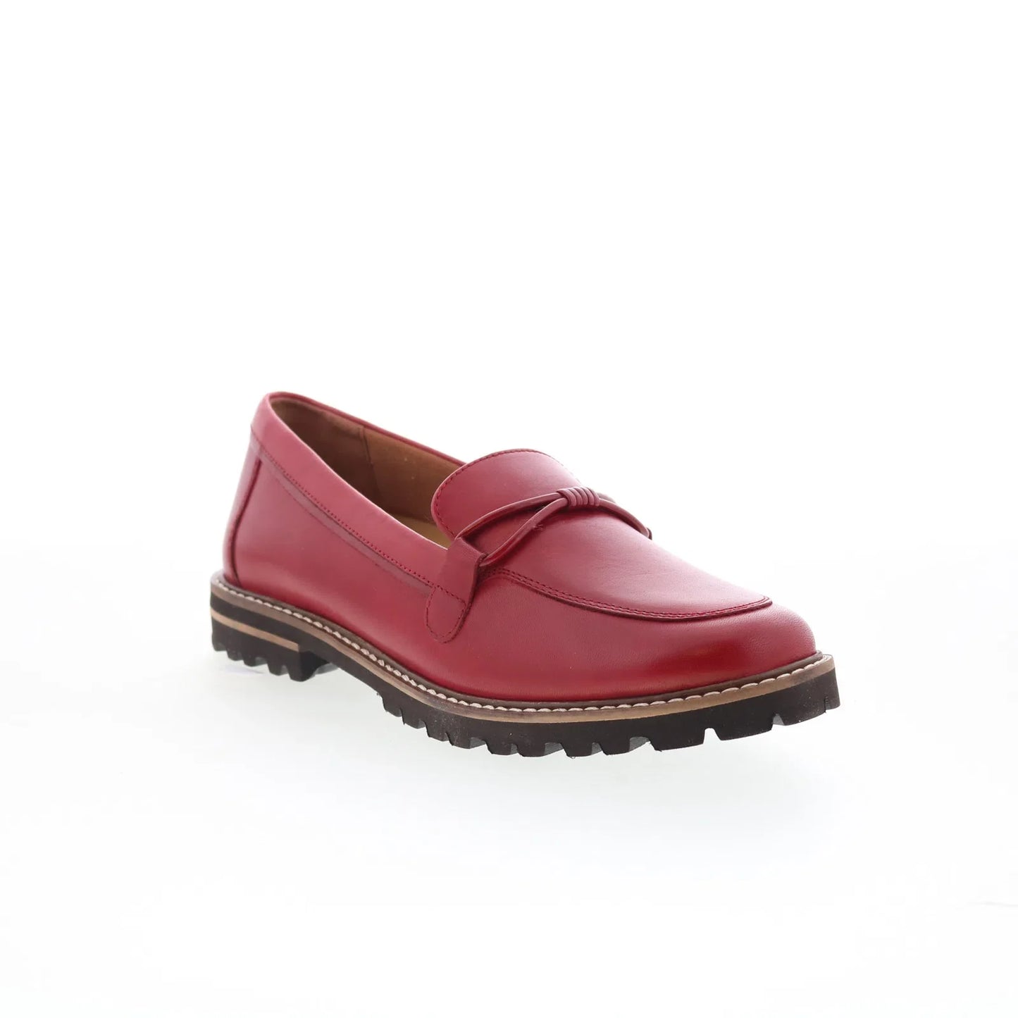 Trotters Fiora T2361-600 Womens Red Leather Slip On Loafer Flats Shoes