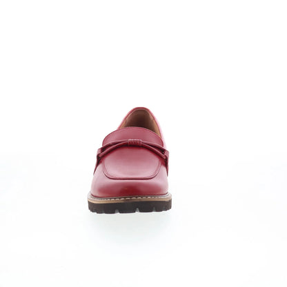 Trotters Fiora T2361-600 Womens Red Leather Slip On Loafer Flats Shoes