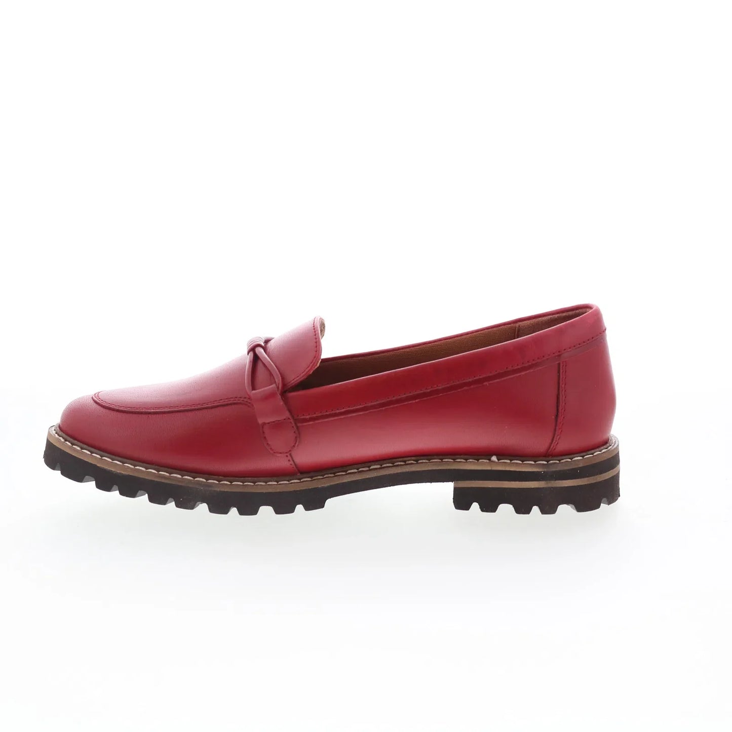 Trotters Fiora T2361-600 Womens Red Leather Slip On Loafer Flats Shoes