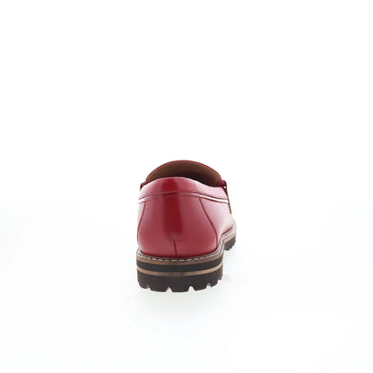 Trotters Fiora T2361-600 Womens Red Leather Slip On Loafer Flats Shoes