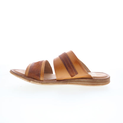 Miz Mooz Florra Womens Brown Leather Slip On Slides Sandals Shoes
