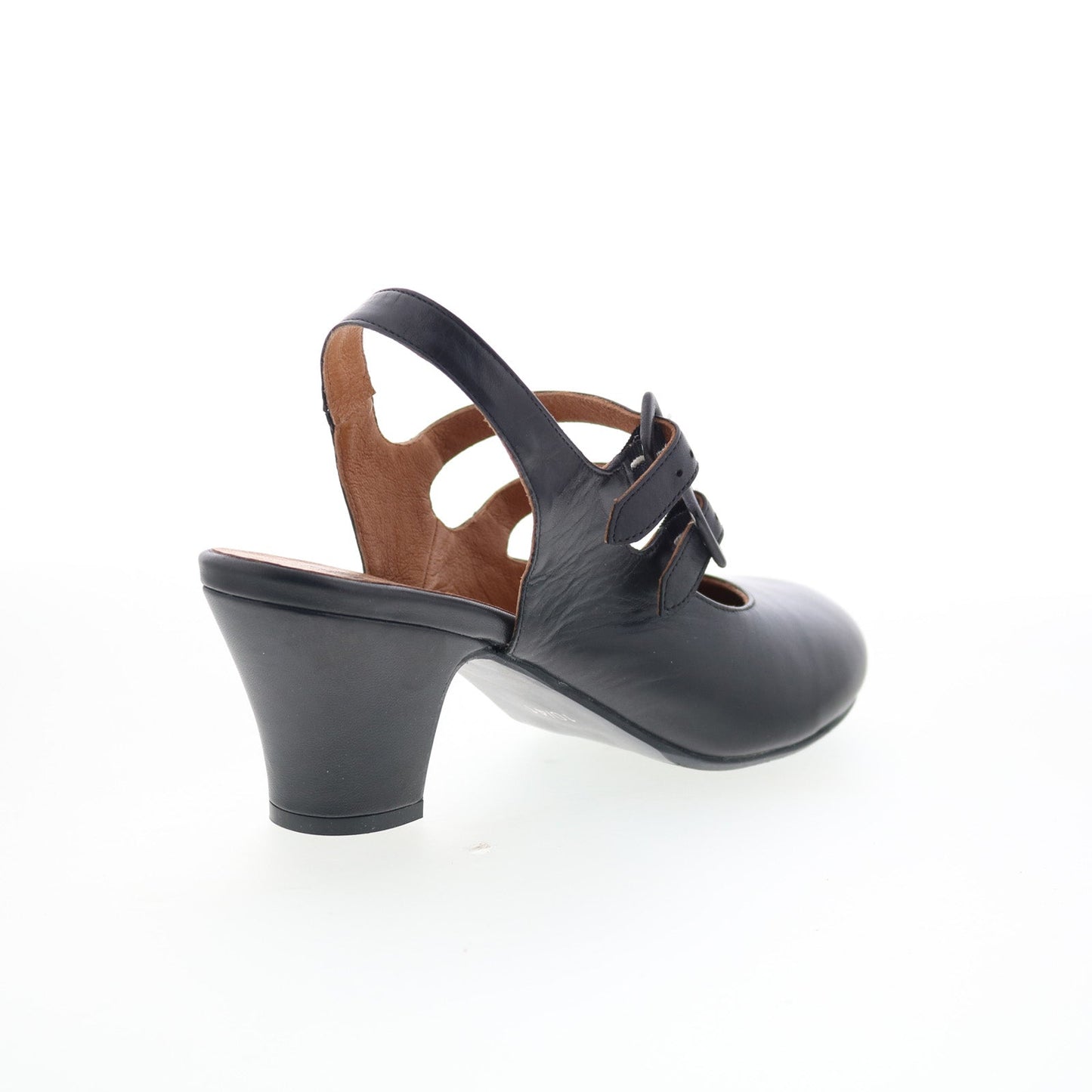 Miz Mooz Francie Womens Black Leather Hook & Loop Pumps Heels Shoes