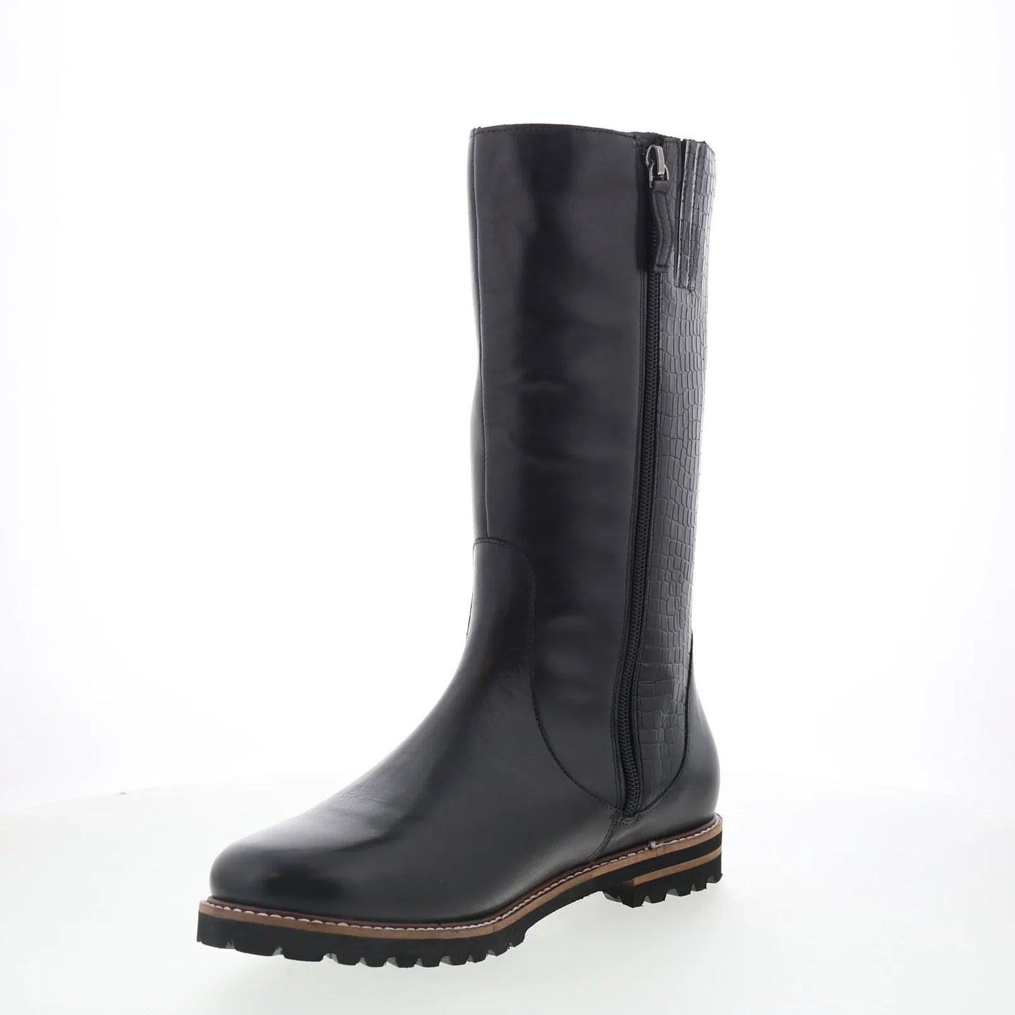 Trotters Franki T2364-001 Womens Black Leather Zipper Casual Dress Boots