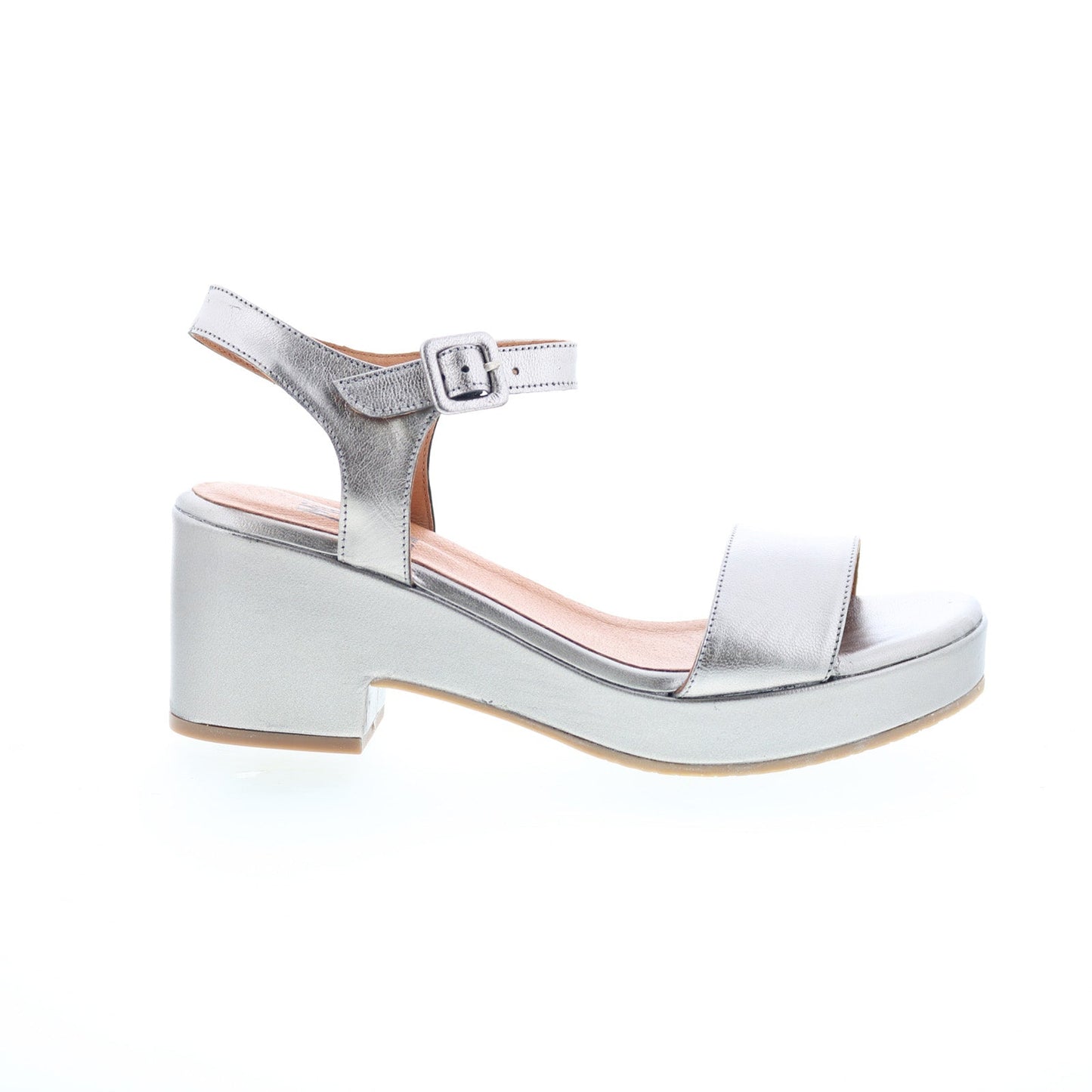 Miz Mooz Gillie Womens Silver Leather Hook & Loop Heeled Sandals Shoes