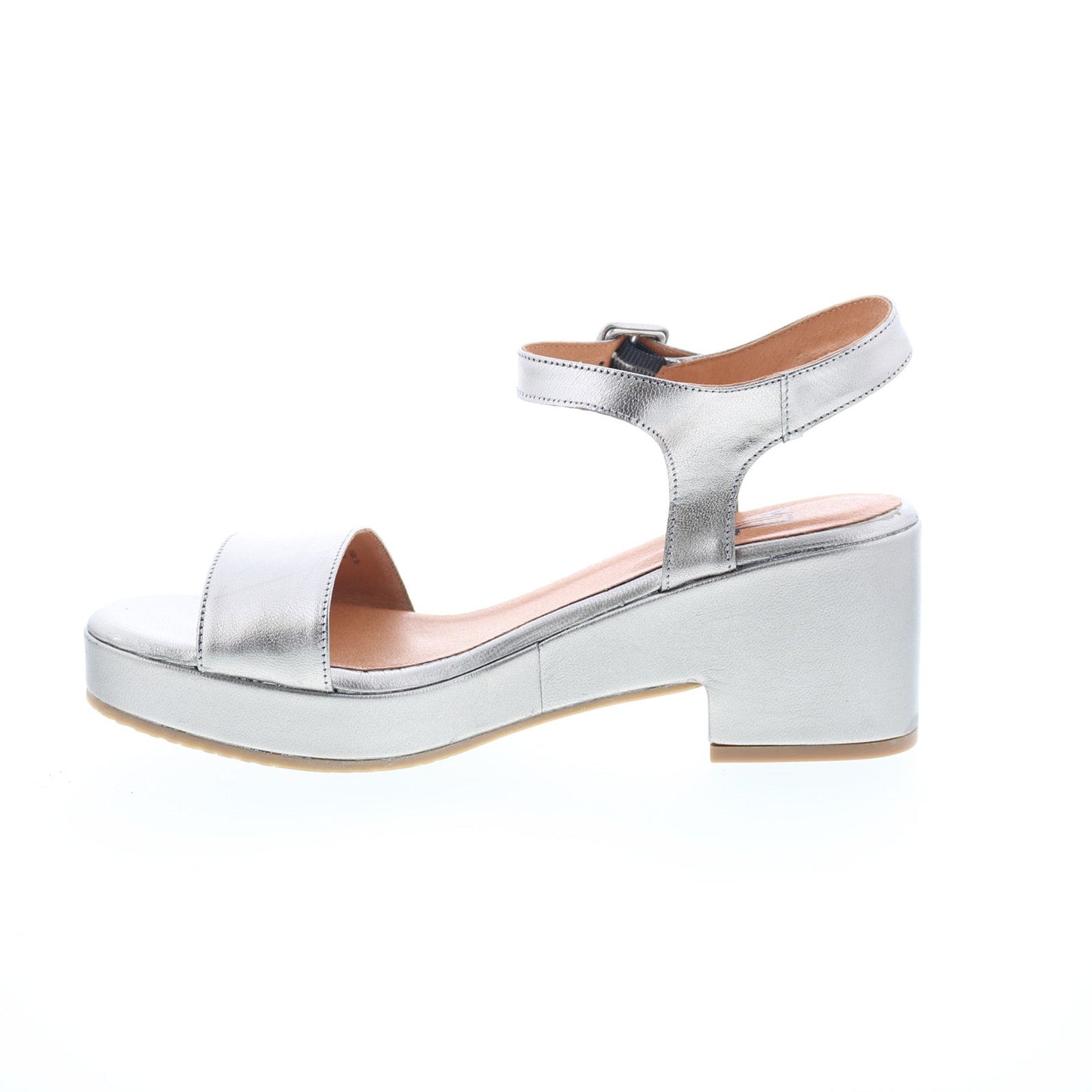 Miz Mooz Gillie Womens Silver Leather Hook & Loop Heeled Sandals Shoes