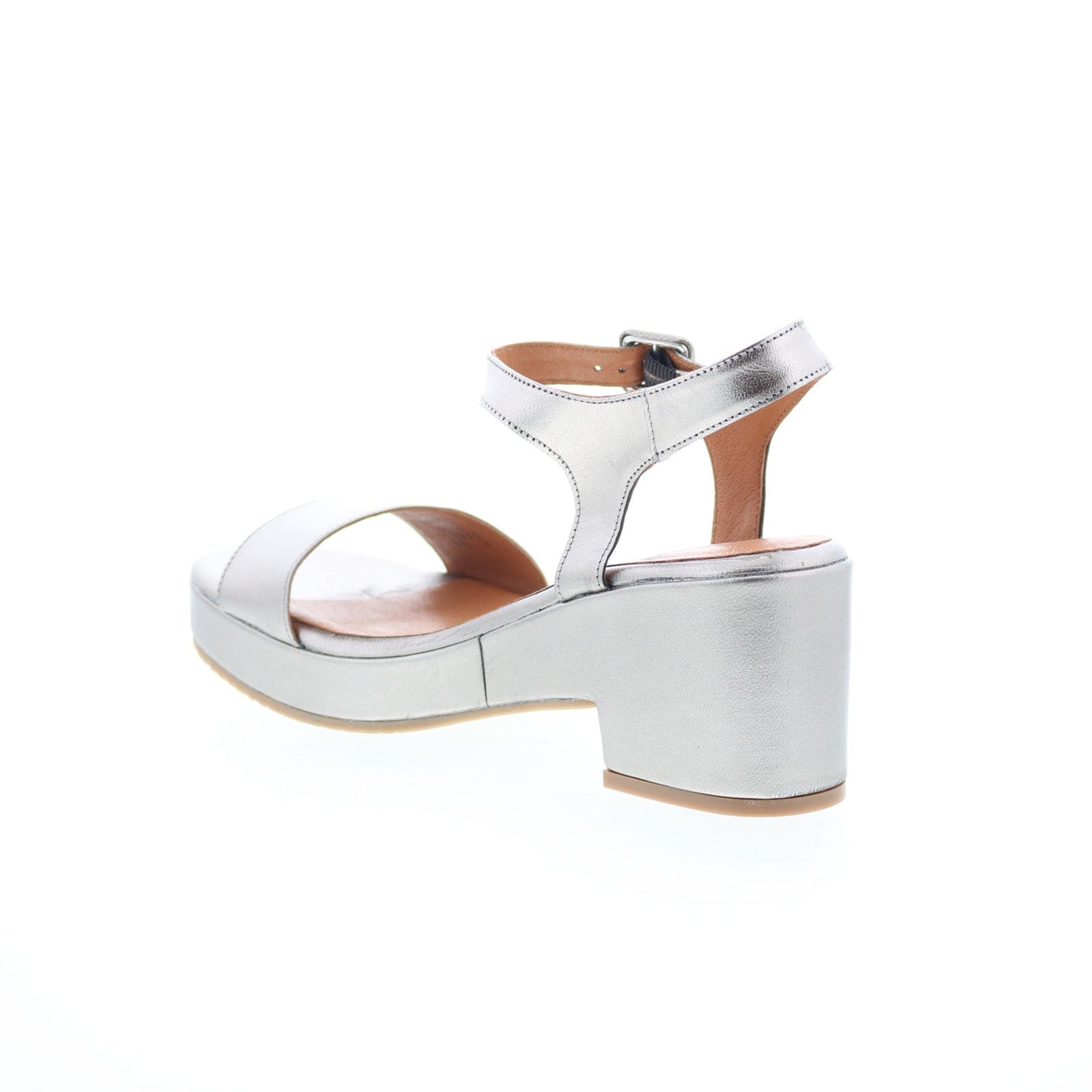 Miz Mooz Gillie Womens Silver Leather Hook & Loop Heeled Sandals Shoes