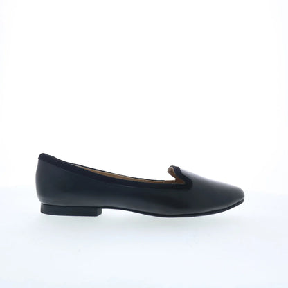 Trotters Hannah T2270-001 Womens Black Leather Slip On Loafer Flats Shoes