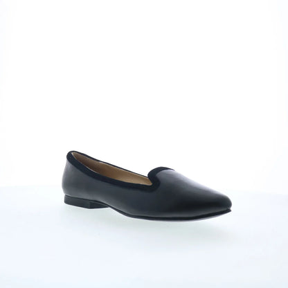 Trotters Hannah T2270-001 Womens Black Leather Slip On Loafer Flats Shoes