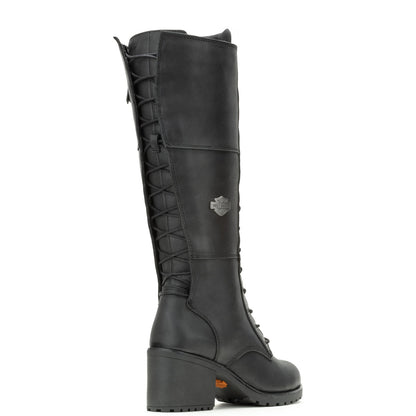 Harley-Davidson Aldona 14" Lace D87270 Womens Black Leather Motorcycle Boots