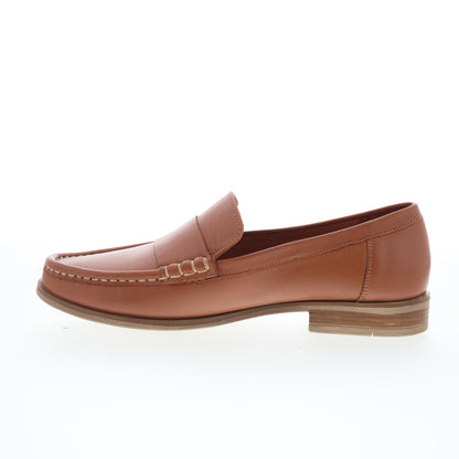 Miz Mooz Issy Womens Brown Leather Slip On Loafer Flats Shoes