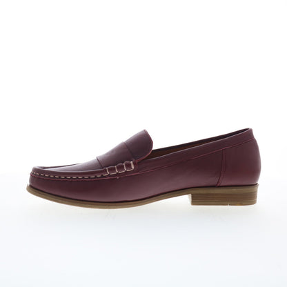 Miz Mooz Issy Womens Burgundy Leather Slip On Loafer Flats Shoes