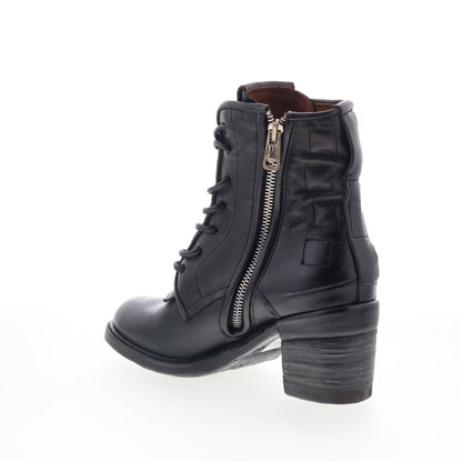 A.S. 98 Jalen Womens Black Leather Lace Up Ankle & Booties Boots