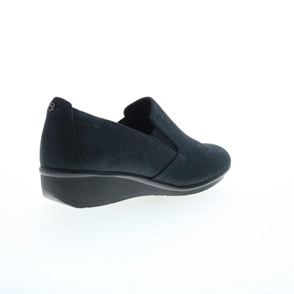 Revere Jamaica Womens Black Leather Slip On Loafer Flats Shoes