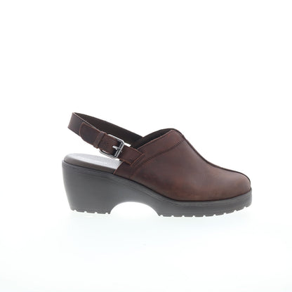 Easy Spirit Jessa SEJESSA Womens Brown Leather Heeled Sandals Shoes