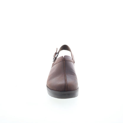 Easy Spirit Jessa SEJESSA Womens Brown Leather Heeled Sandals Shoes