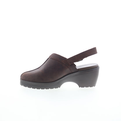 Easy Spirit Jessa SEJESSA Womens Brown Leather Heeled Sandals Shoes