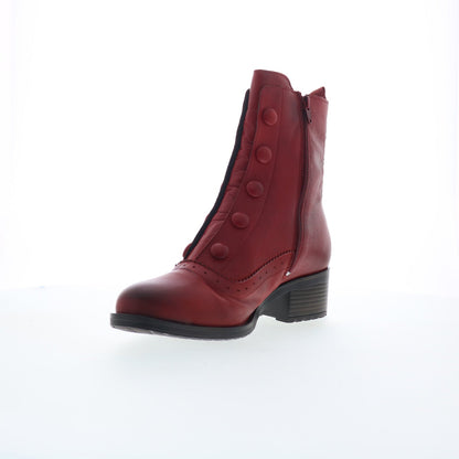 Miz Mooz Jozie Womens Red Leather Zipper Ankle & Booties Boots