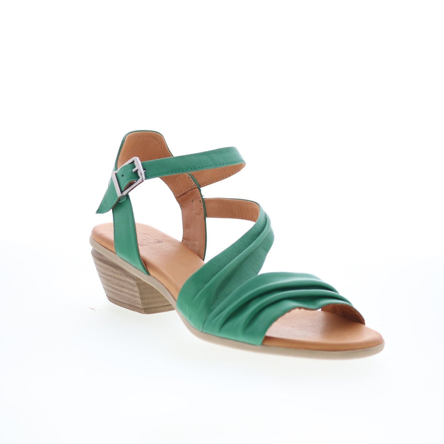 Miz Mooz Kailee Womens Green Leather Hook & Loop Heeled Sandals Shoes