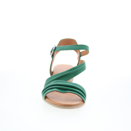 Miz Mooz Kailee Womens Green Leather Hook & Loop Heeled Sandals Shoes