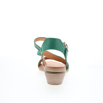 Miz Mooz Kailee Womens Green Leather Hook & Loop Heeled Sandals Shoes