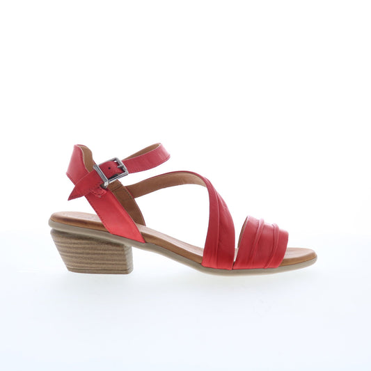 Miz Mooz Kailee Womens Red Leather Hook & Loop Heeled Sandals Shoes