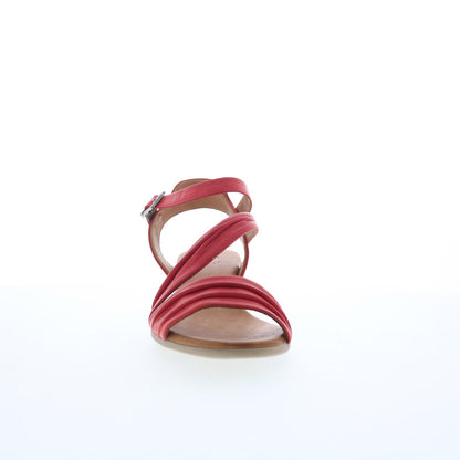 Miz Mooz Kailee Womens Red Leather Hook & Loop Heeled Sandals Shoes