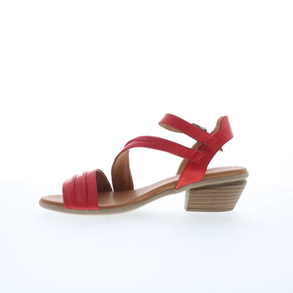 Miz Mooz Kailee Womens Red Leather Hook & Loop Heeled Sandals Shoes