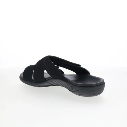 Spenco Kholo Nuevo SP1064BLK Womens Black Wide Slides Sandals Shoes