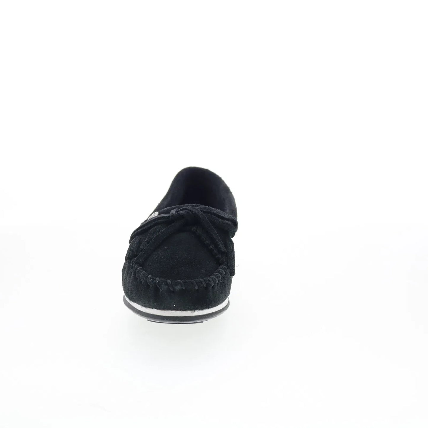 Minnetonka Kilty Plus 4300W Womens Black Wide Suede Loafer Flats Shoes
